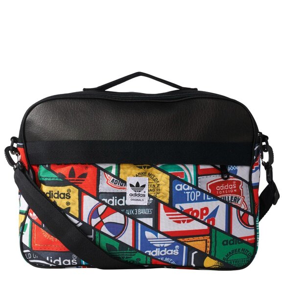 Adidas Vintage Cross Body Airliner Computer Double Compartment Shoe Logo Bag Y2K - Picture 1 of 13